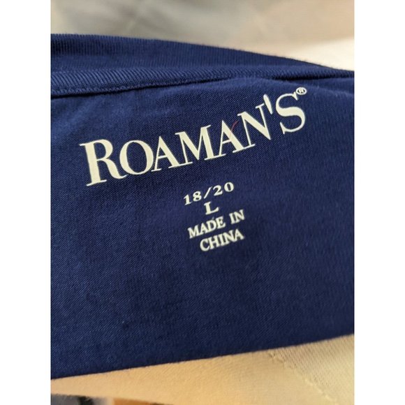 Roamans Shirt Dress Top Size L Blue Knotted Front V Neck Short Sleeve NWT - Picture 6 of 9